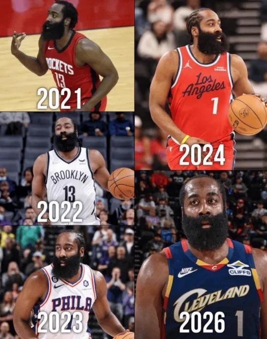 哈登6年5隊：4次申請交易“換隊”有望延續(xù)神跡 能否沖冠成功？